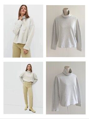 Everlane Heather Light Heathered Gray Turtleneck Pullover Sweatshirt